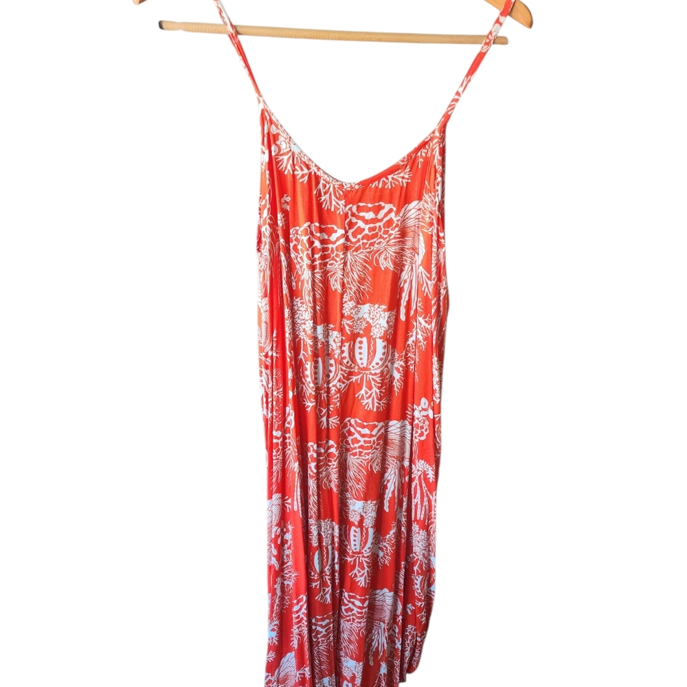 Vibrant Coral Red and White Sleeveless Jumpsuit Romper.